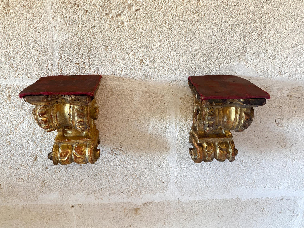 18th Century Italian Giltwood Corbels, Baroque Rococo Ecclesiastical Decor