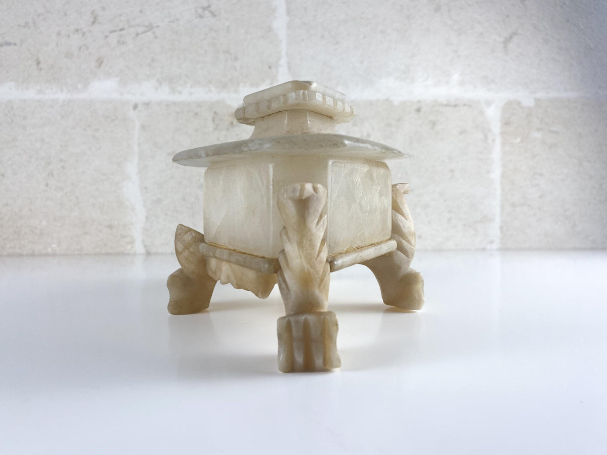 Coffret de table en albâtre « Grand Tour », boîte sur pieds sculptée à la main