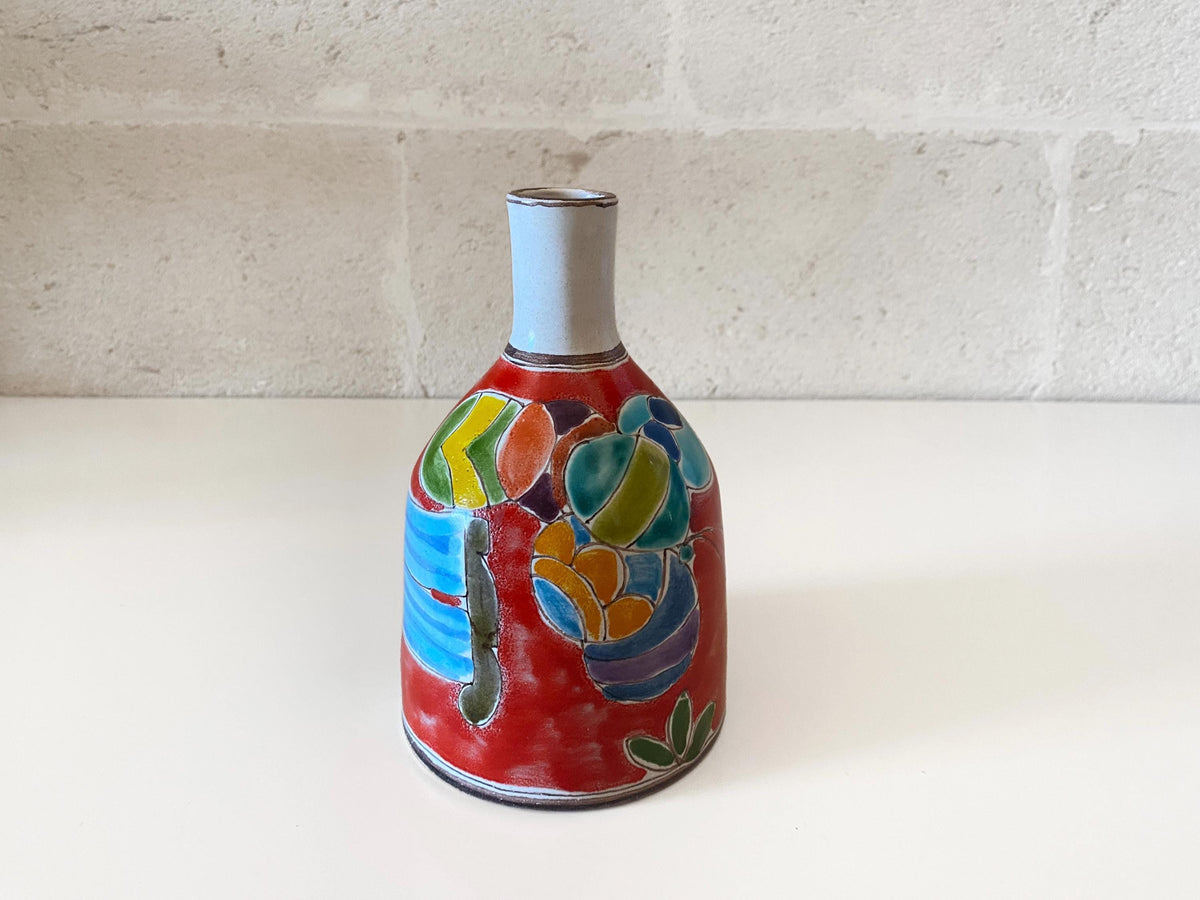 Vintage De Simone Ceramic Vase, Hand Painted Sicilian Folk Art
