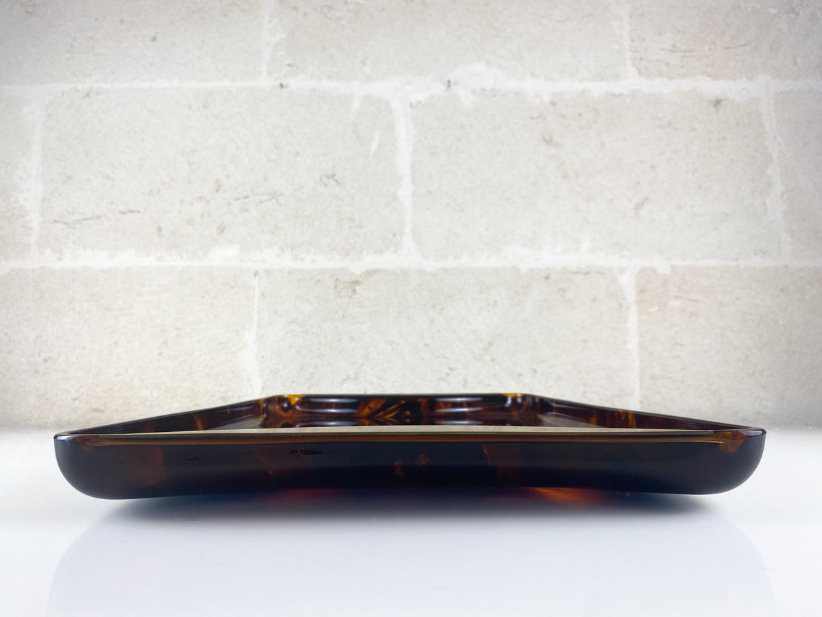 Vintage Guzzini Tortoiseshell Lucite & Brass Serving Tray – Large,  Italian Modernist Design