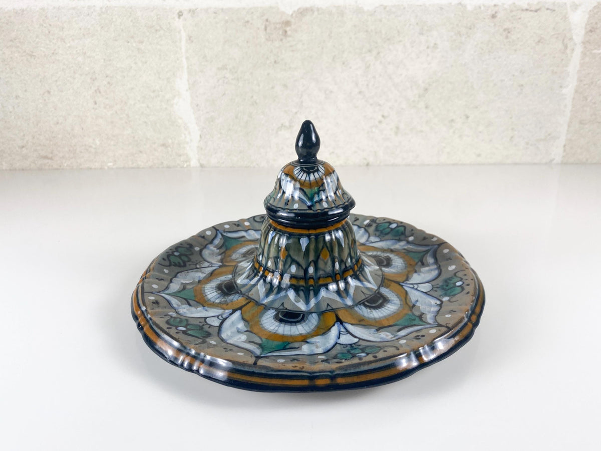Italian Art Deco Ceramic Inkwell – Ferruccio Mengaroni, Hand-Painted M.A.P Majolica, 1926