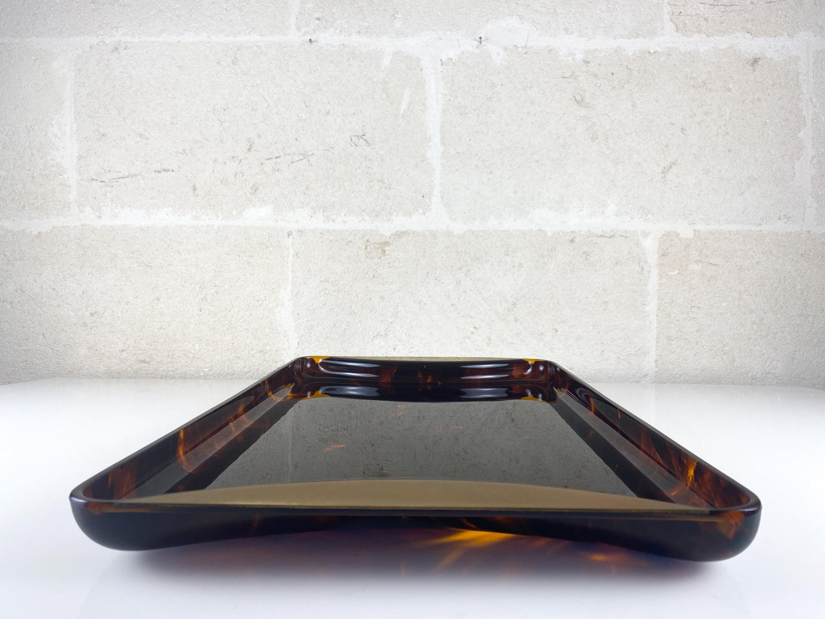 Vintage Guzzini Tortoiseshell Lucite & Brass Serving Tray – Large,  Italian Modernist Design