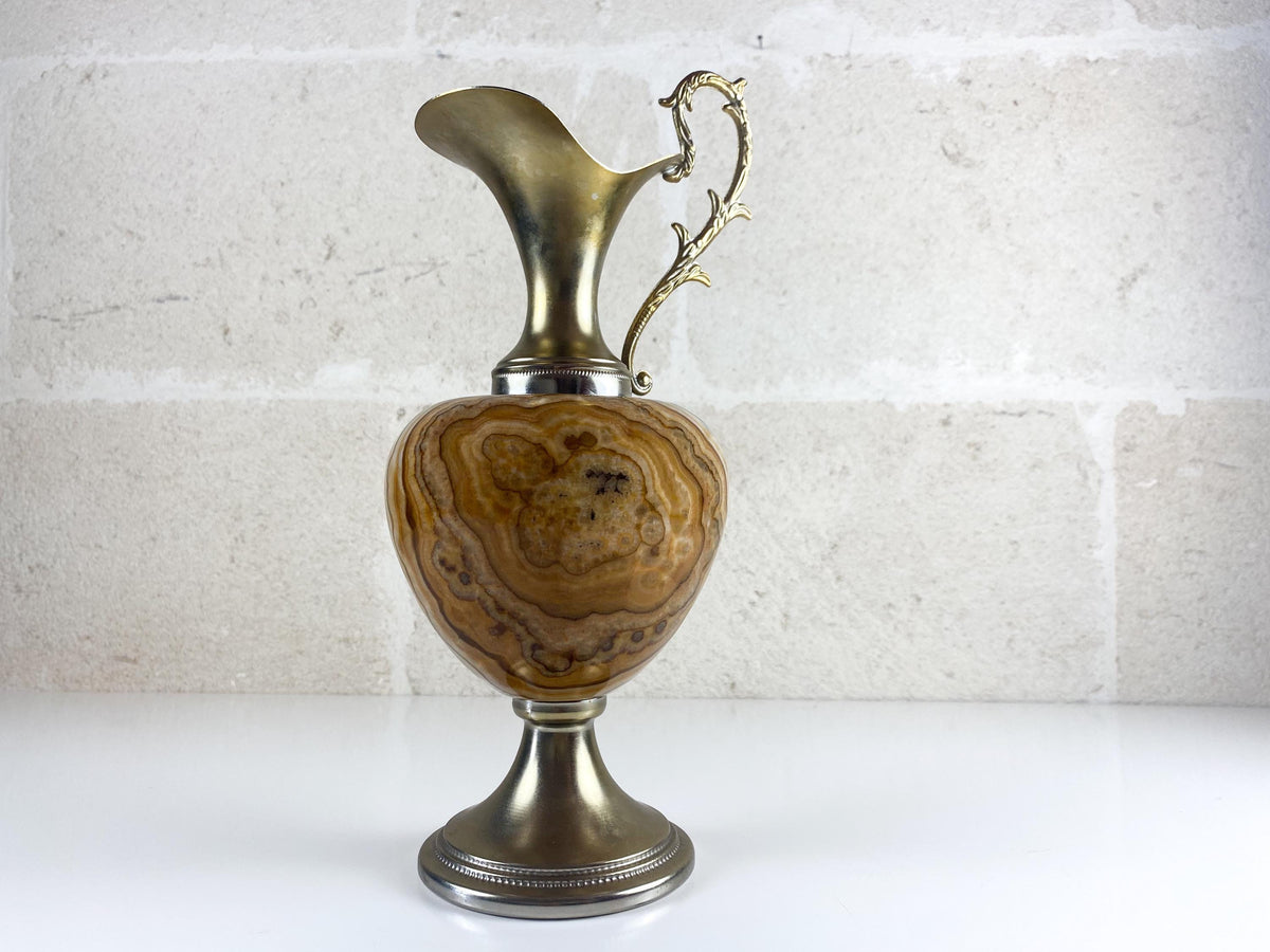 Gran jarra italiana de ágata de estilo vintage – Jarra de piedra dendrítica, renacimiento grecorromano