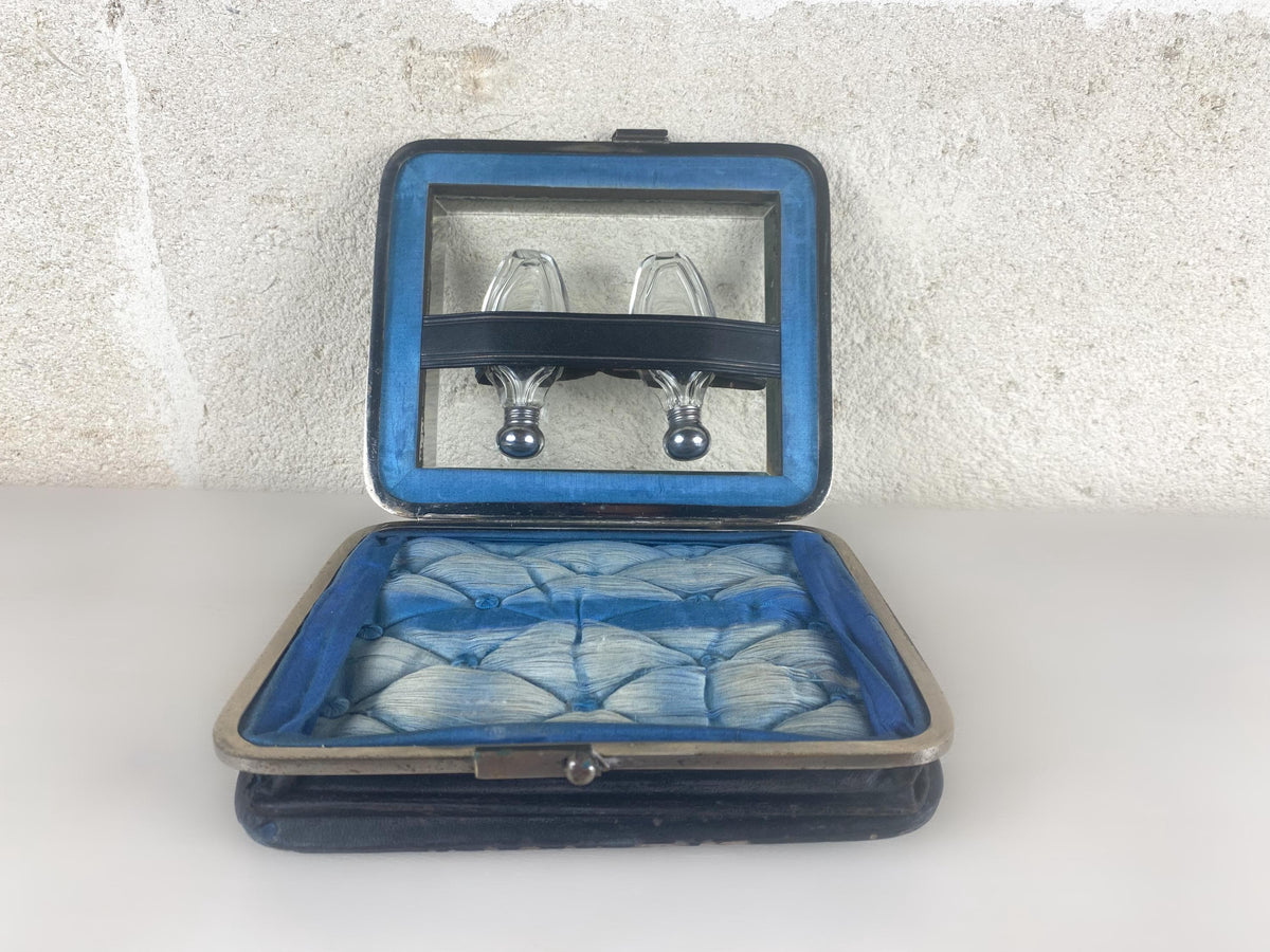Coffret à parfum de voyage ancien du Palais Royal – Deux flacons en cristal taillé main, Napoléon III