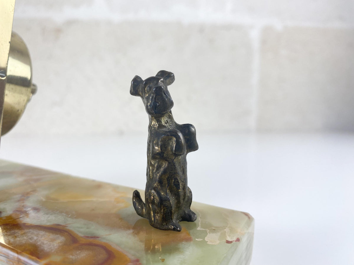 Vintage italienische Onyx-Tischuhr mit Scottie-Hund