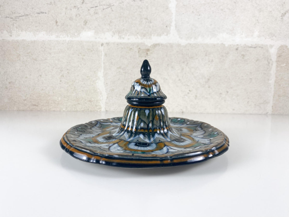 Italian Art Deco Ceramic Inkwell – Ferruccio Mengaroni, Hand-Painted M.A.P Majolica, 1926