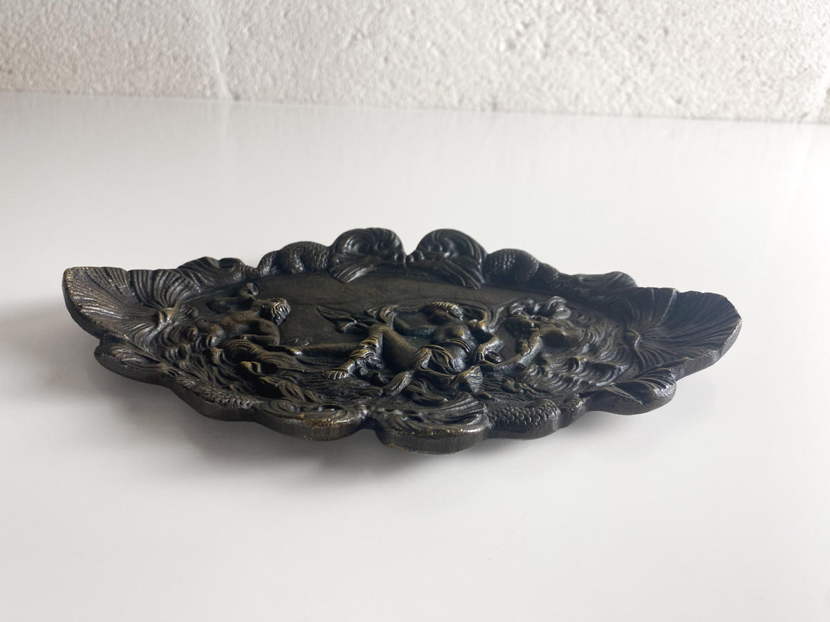 Vide-poche ancien en bronze style Art nouveau – Triomphe d'Amphitrite avec Triton et Néréide