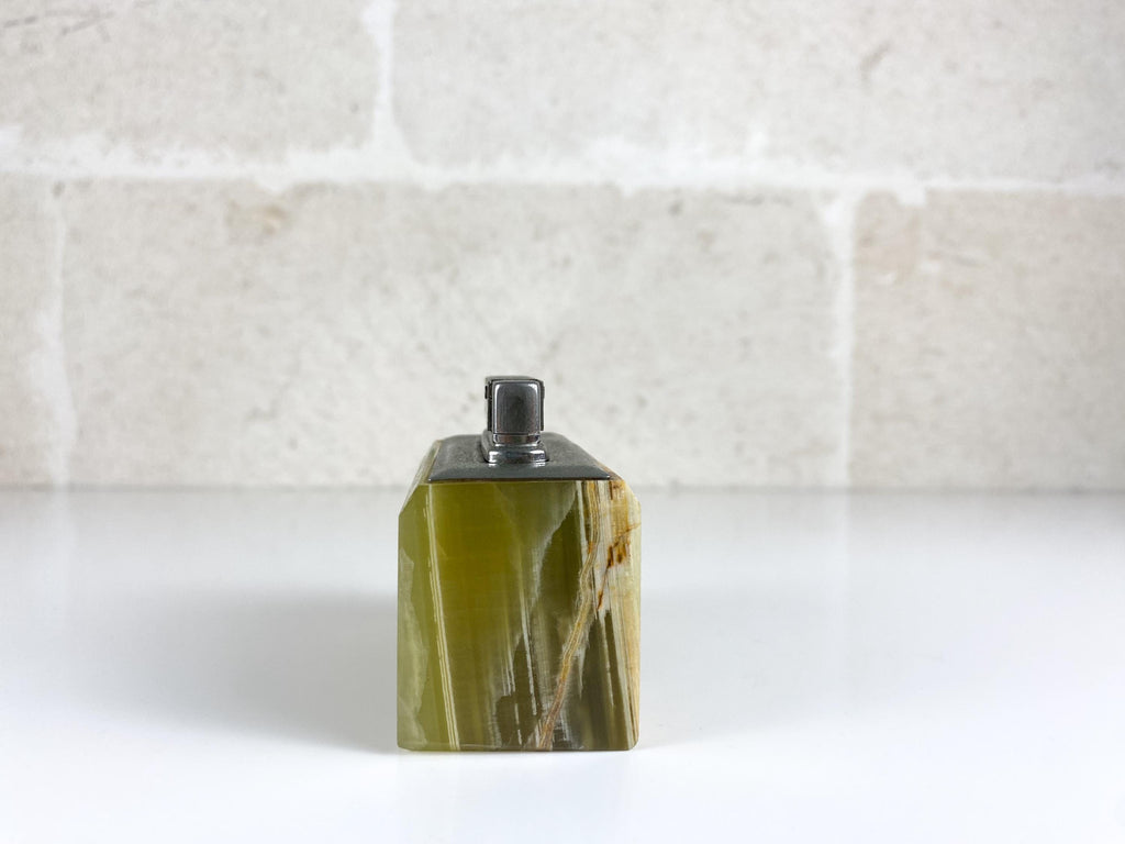 Vintage Green Onyx Table Lighter, 1960s Italian Stone Desk Lighter