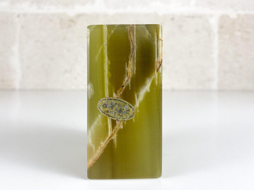 Vintage Green Onyx Table Lighter, 1960s Italian Stone Desk Lighter