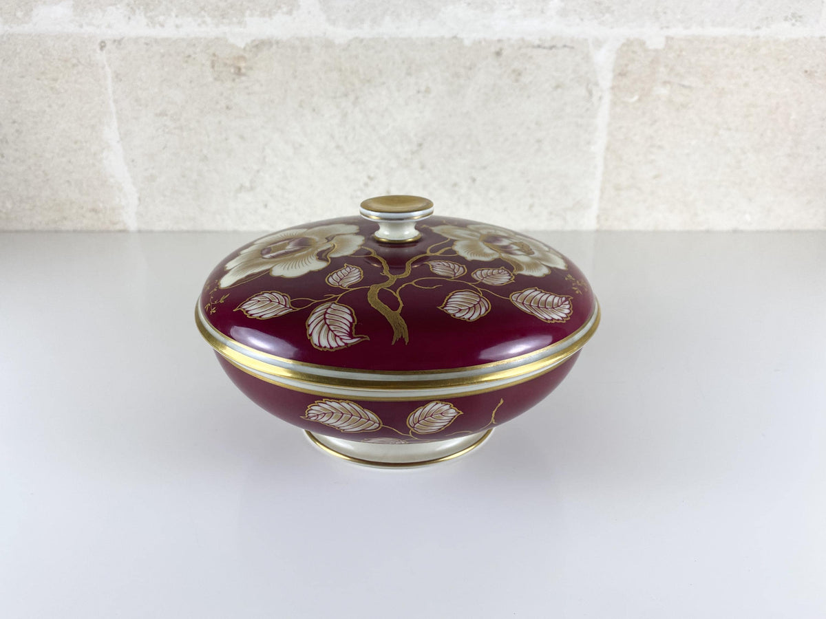 Vintage Rosenthal Lidded Box, 1933 Design, Art Deco Winifred 1950s, Burgundy Gold