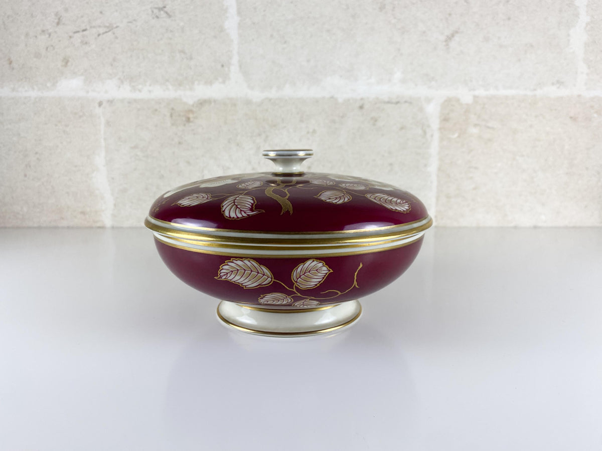 Vintage Rosenthal Lidded Box, 1933 Design, Art Deco Winifred 1950s, Burgundy Gold