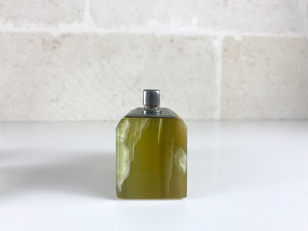 Vintage Green Onyx Table Lighter, 1960s Italian Stone Desk Lighter